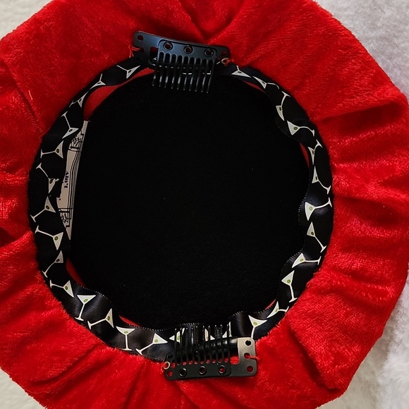 Handmade Red Velvet Cocktail Hat. - Picture 6 of 6